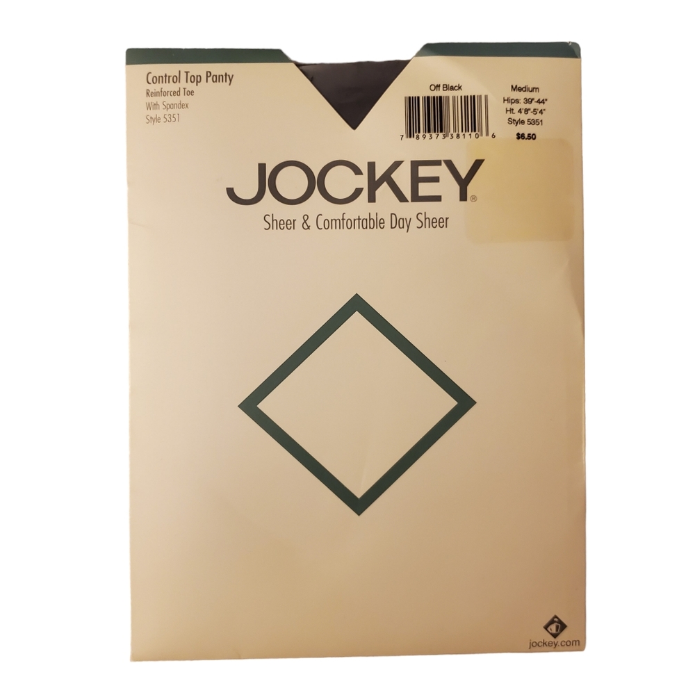 Vintage Jockey Off Black‎ Control Top Pantyhose Size Medium